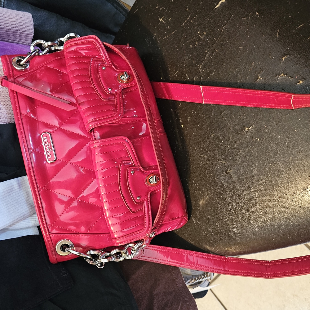 Coach Red Patent Leather Crossbody Bag